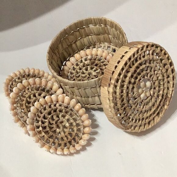 Handmade - Super unique natural Coaster Set 4pcs in box ocean island the… - Picture 2 of 6